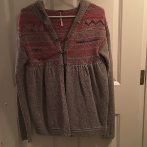 Free People gray embroidered sweater